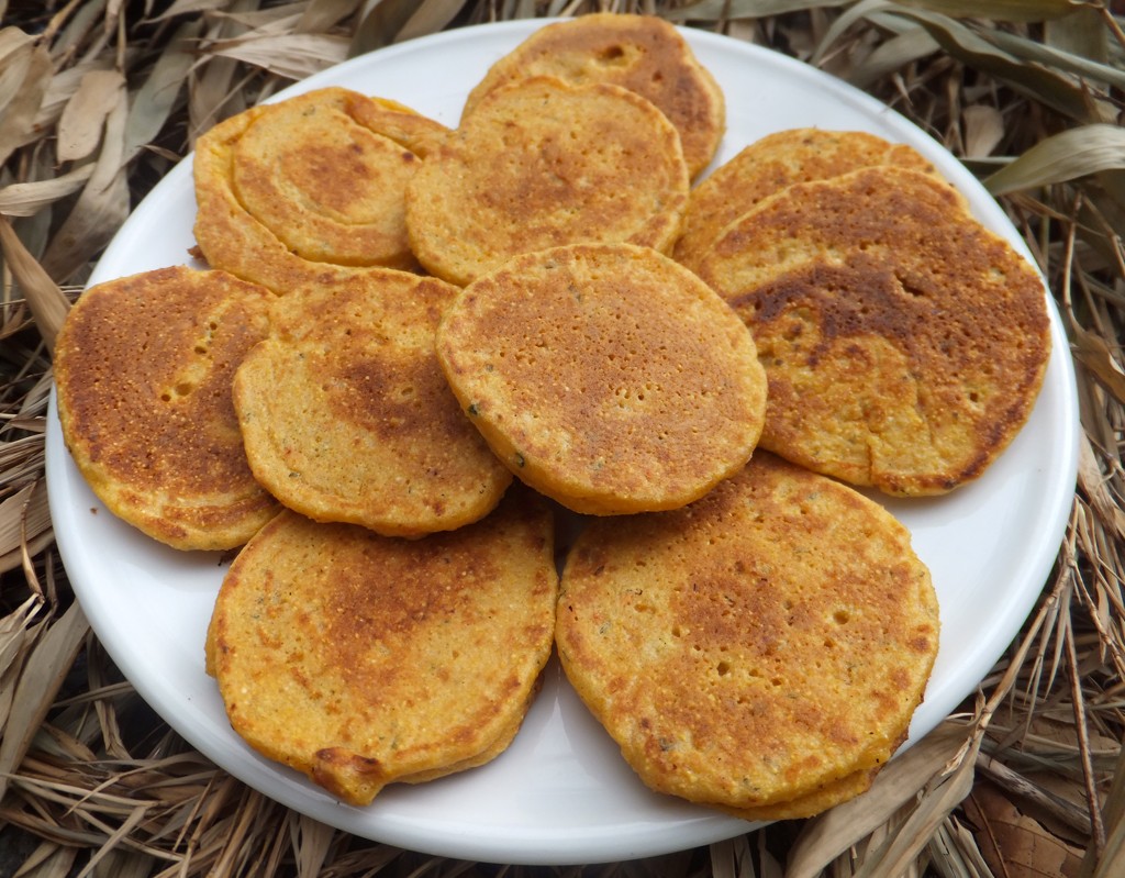 Red pesto and polenta drop scones