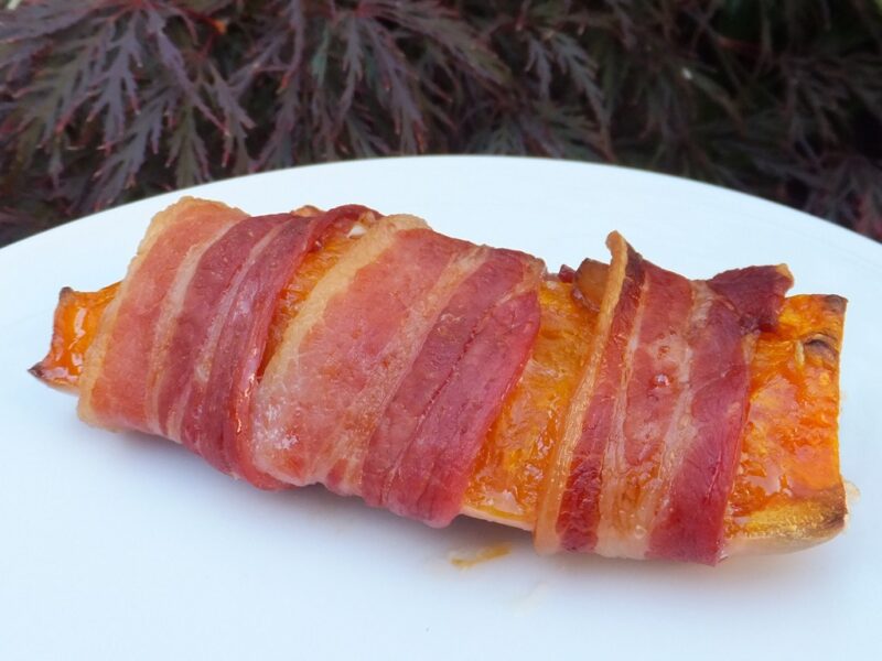 Bacon-wrapped butternut squash