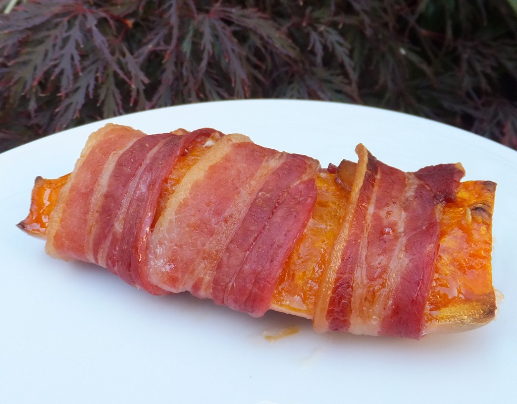 Bacon-wrapped butternut squash