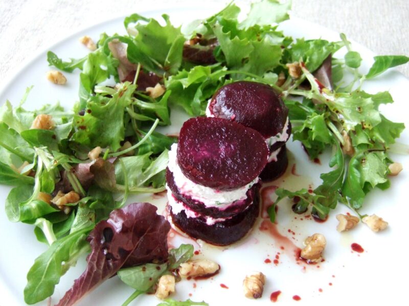 Beetroot and goat cheese napoleons