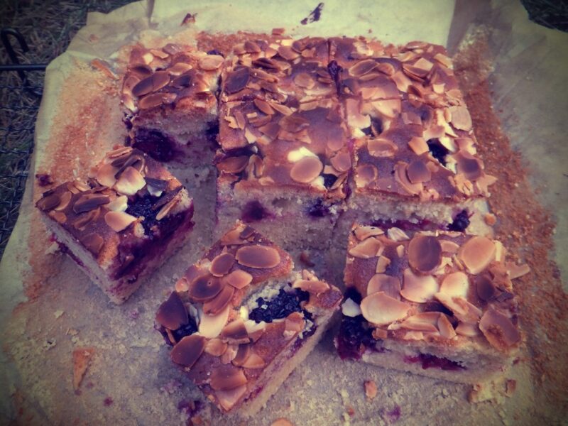 Blackberry and almond traybake