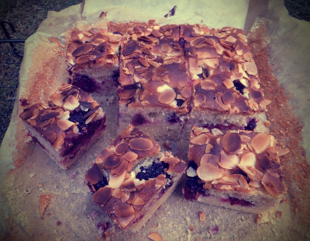 Blackberry and almond traybake