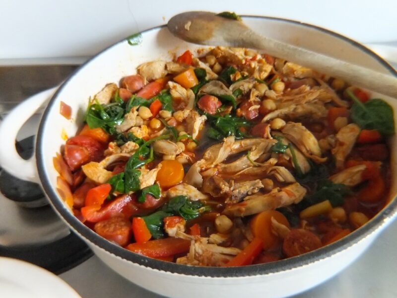 Roast chicken and chorizo stew