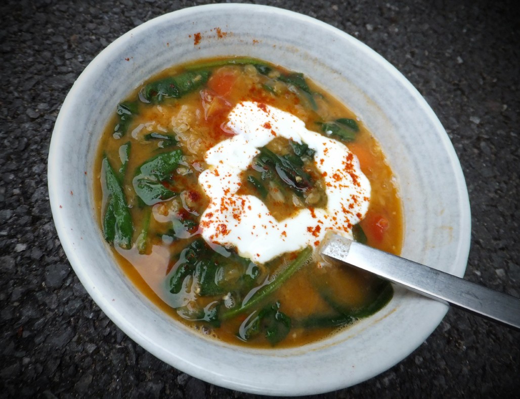 Lentil soup with spinach