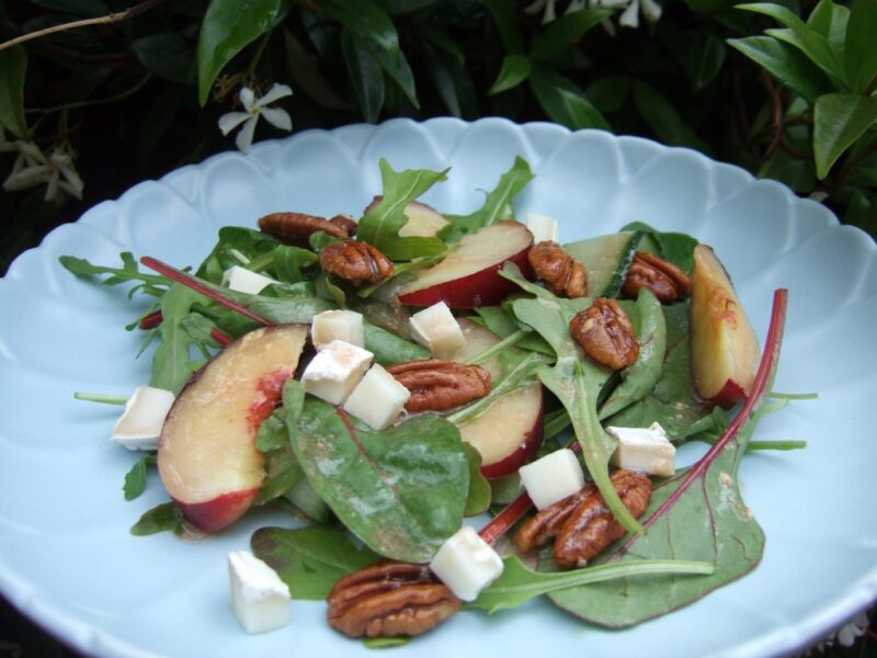 Nectarine and goat's cheese salad