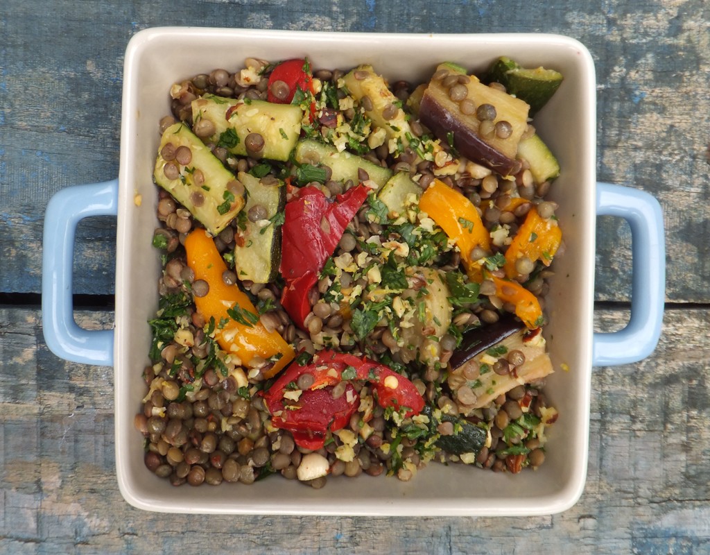 Roasted vegetables with lentils