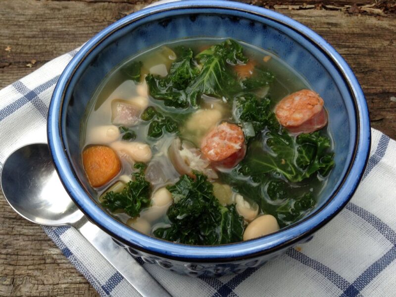 Sausage, bean and kale soup