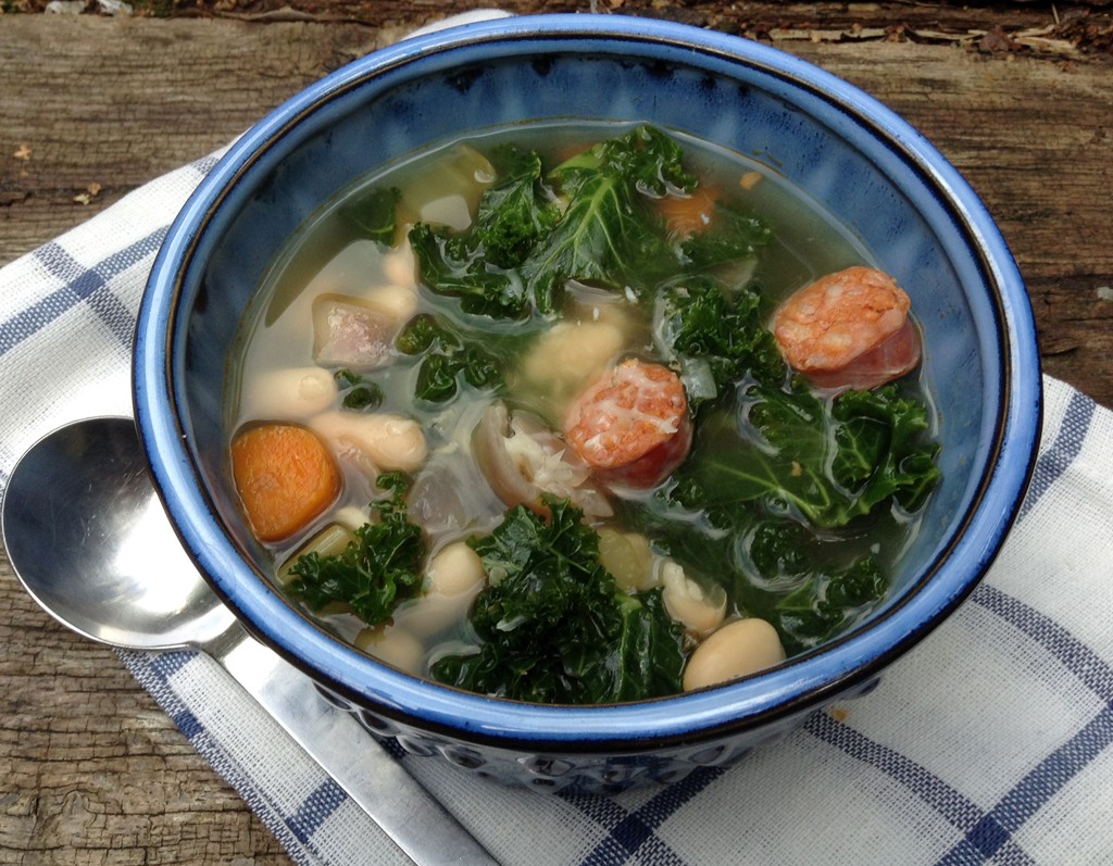 Sausage, bean and kale soup