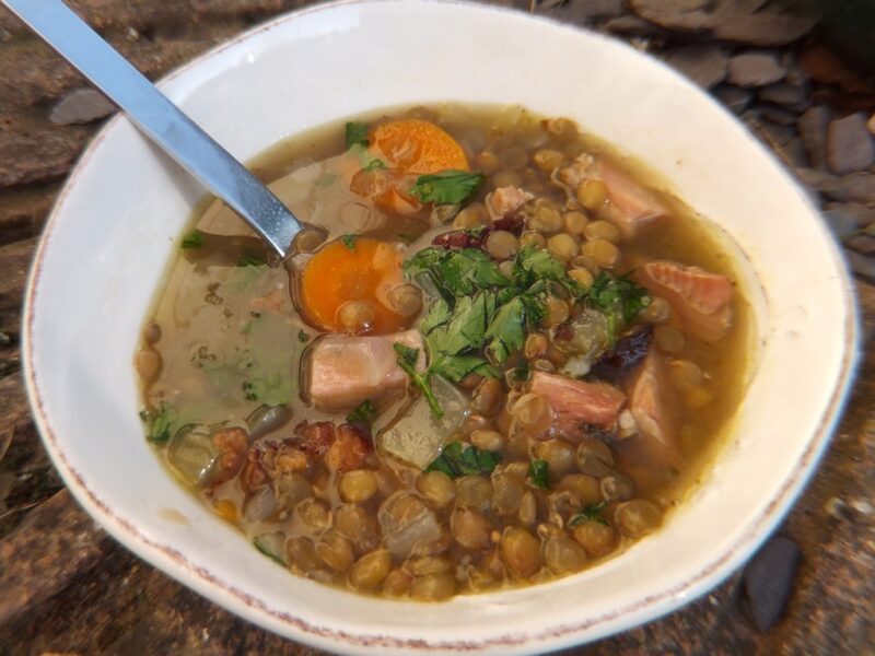 Simple lentil and ham soup