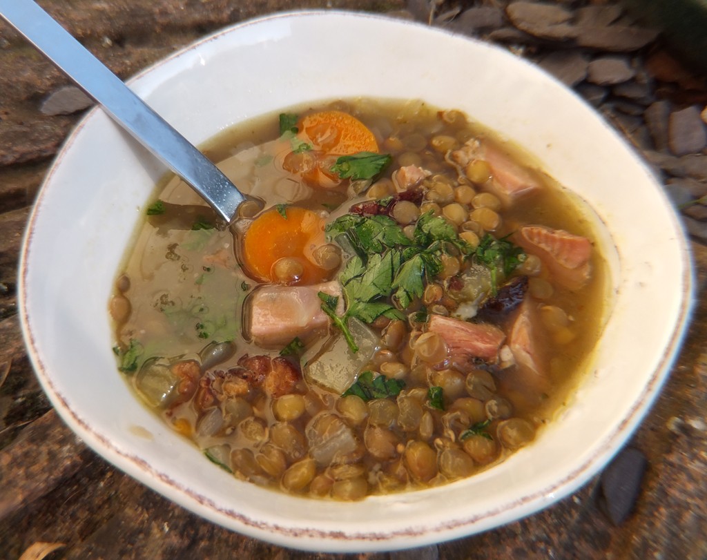 Simple lentil and ham soup