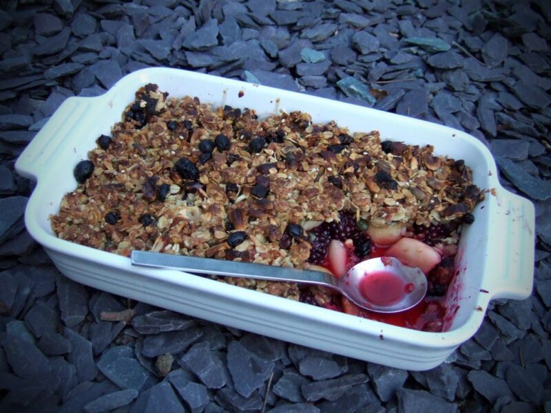 Pear and blackberry crumble