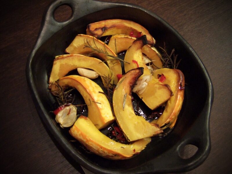 Roasted squash with chili & rosemary