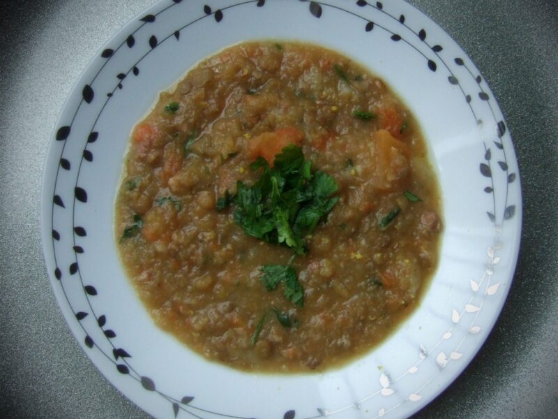 Lentil soup with bacon