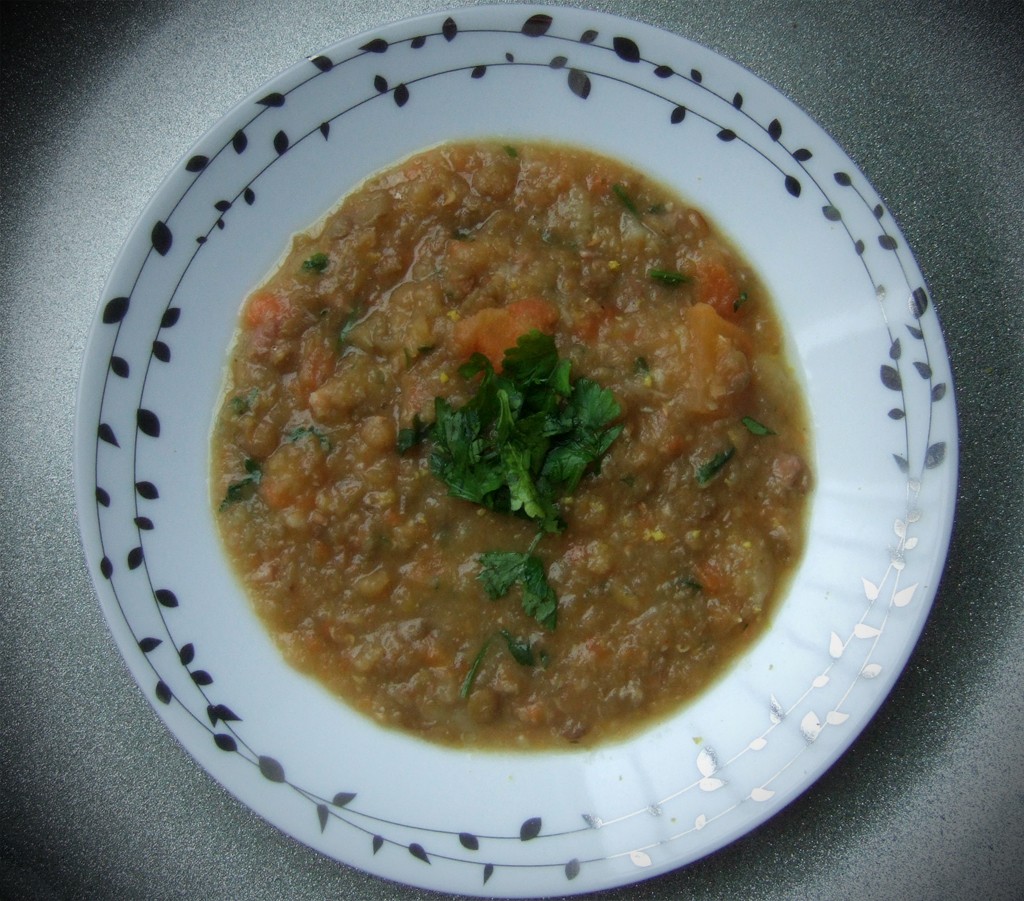 Lentil soup with bacon