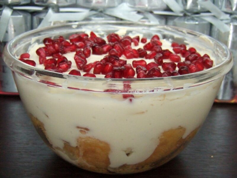 Mandarin and pomegranate trifle