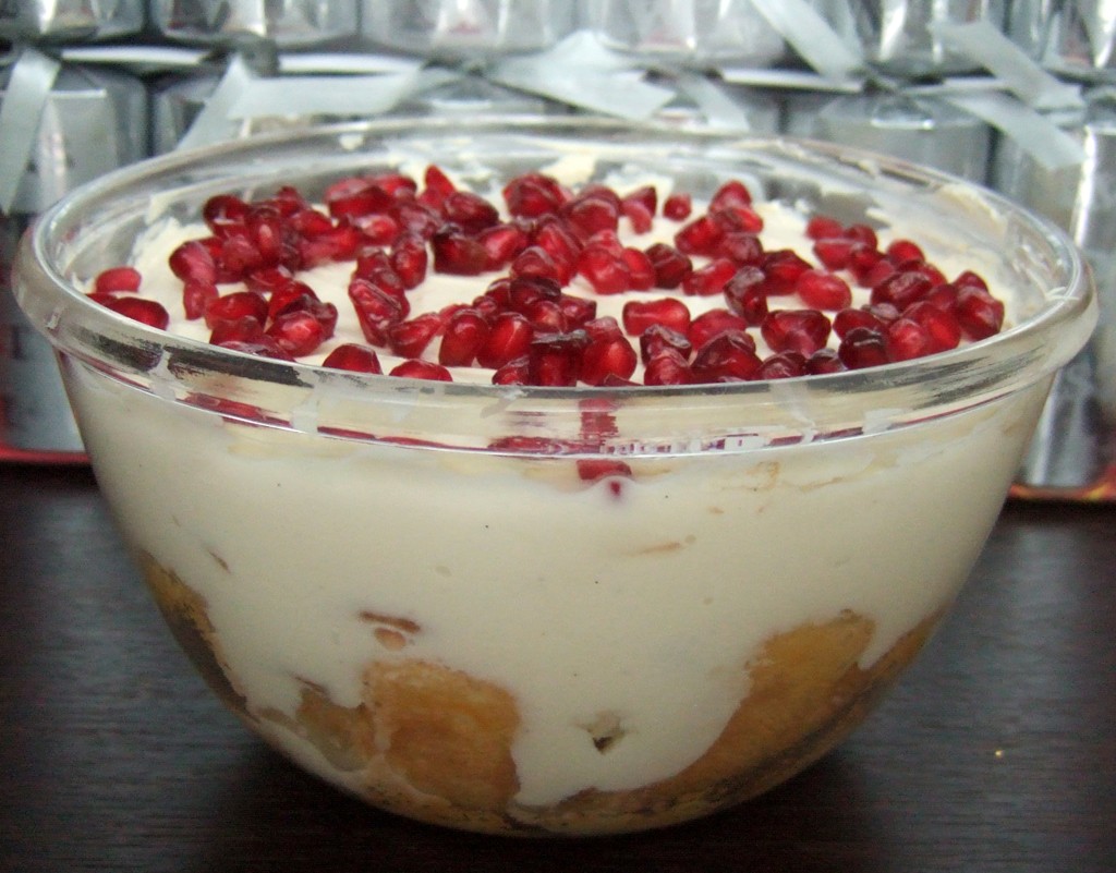 Mandarin and pomegranate trifle