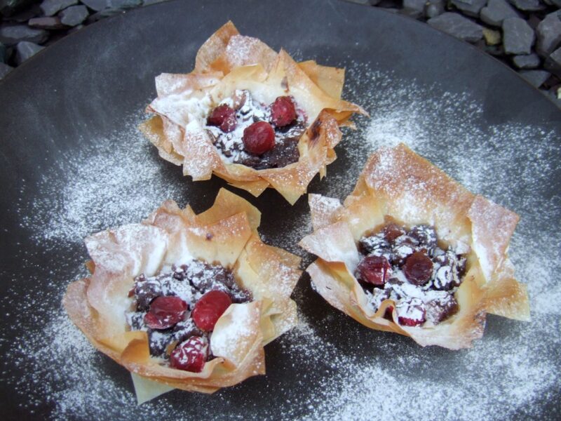 Cranberry and mincemeat filo tarts