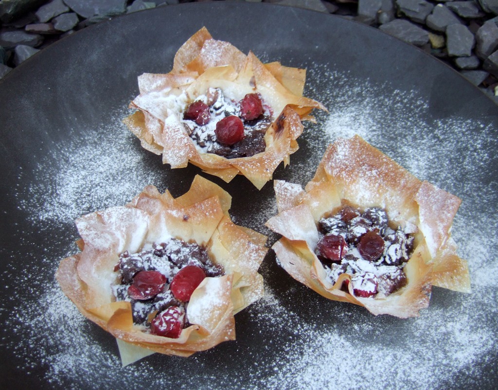 Cranberry and mincemeat filo tarts