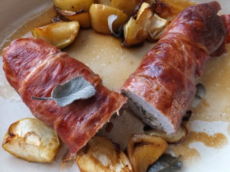 Pork tenderloin wrapped in prosciutto