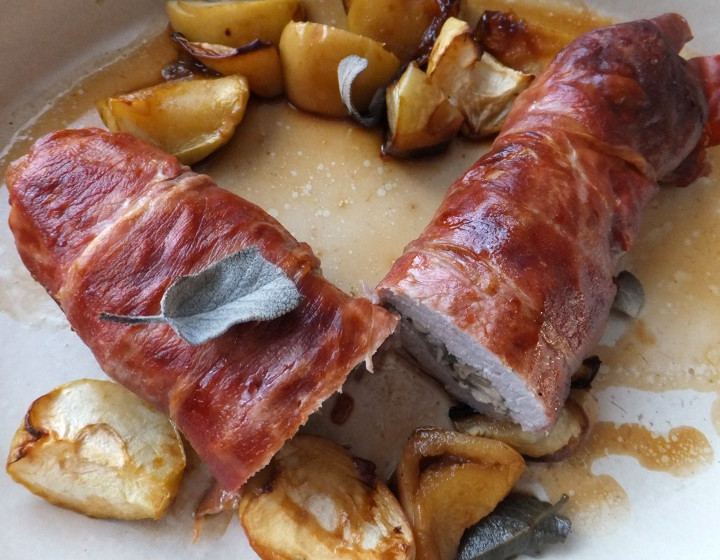 Pork tenderloin wrapped in prosciutto