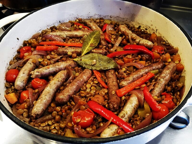 Sausage and lentil one-pot