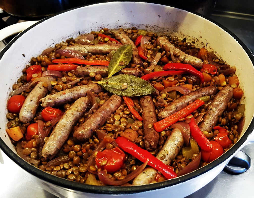 Sausage and lentil one-pot