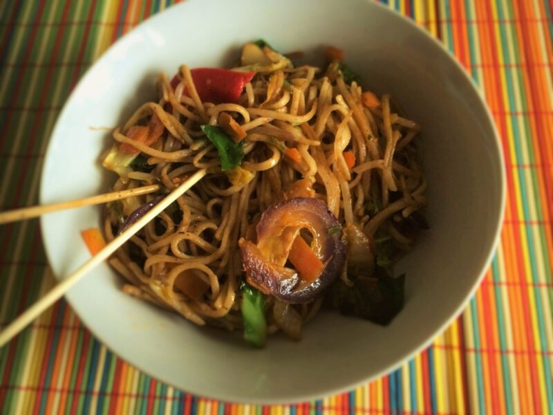 Chinese vegetarian stir fry noodles