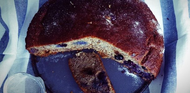 Yummy banana and blueberry cake