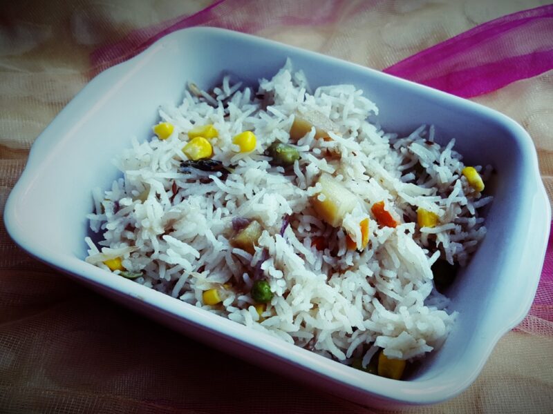 Vegetable pilaf with coconut milk