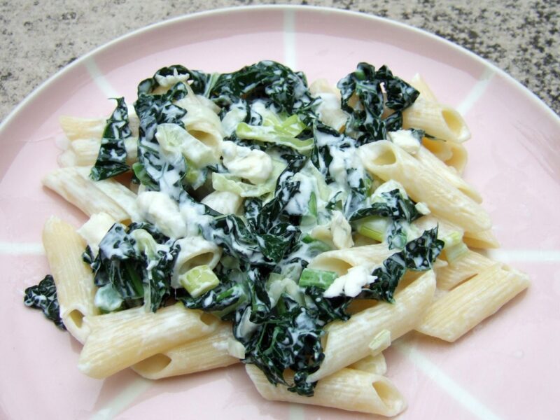 Creamy pasta with cavolo nero