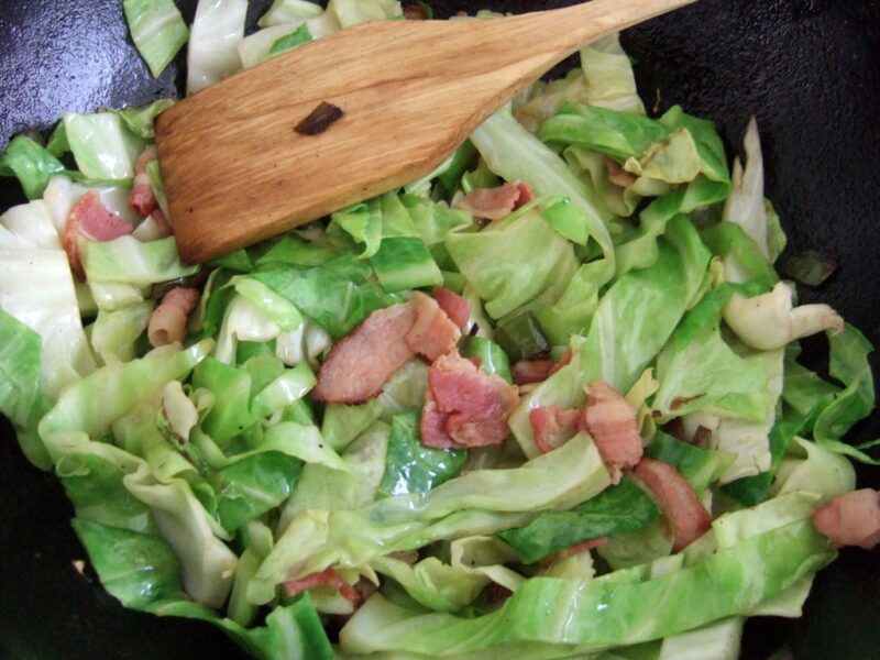 Cabbage and bacon stir-fry