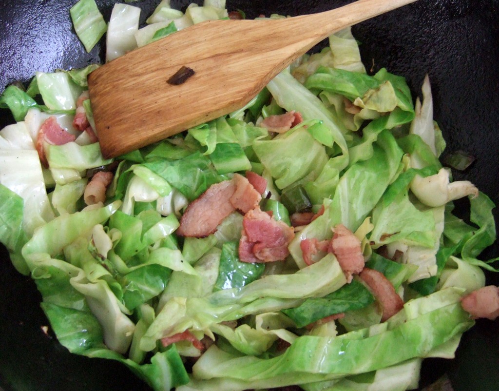 Cabbage and bacon stir-fry