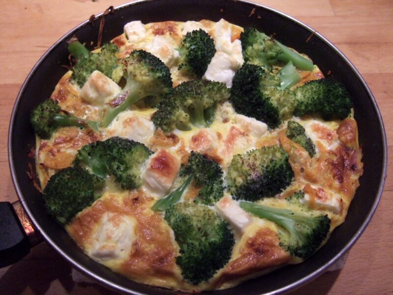 Sweet potato, broccoli and feta frittata