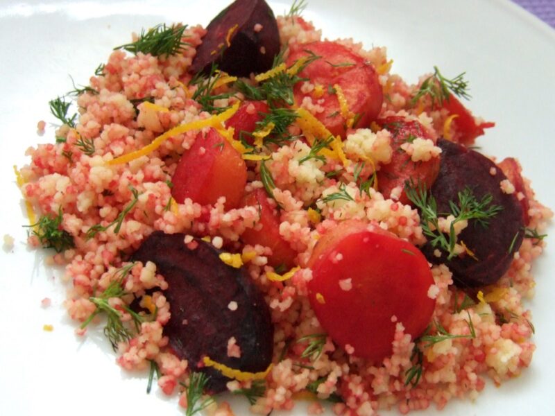 Couscous with roasted beetroot and carrot