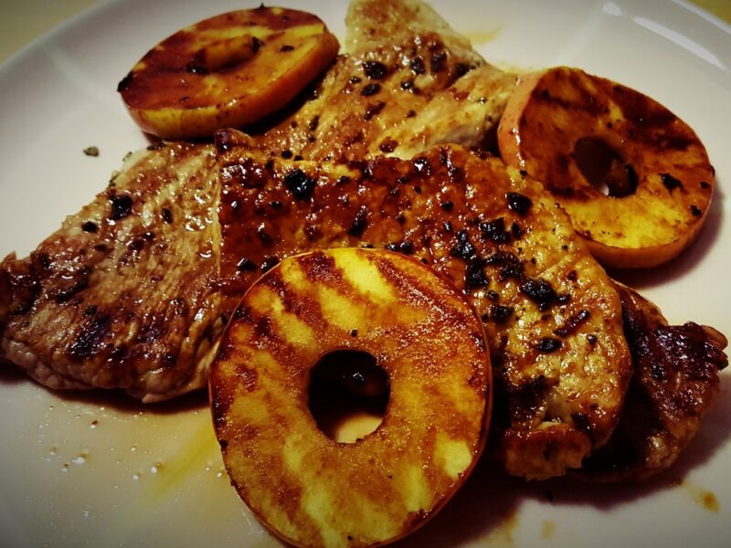 Honey and sage glazed pork escalopes