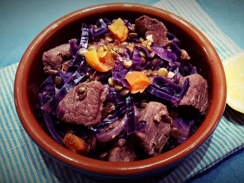 Lamb, lentil and cabbage stew