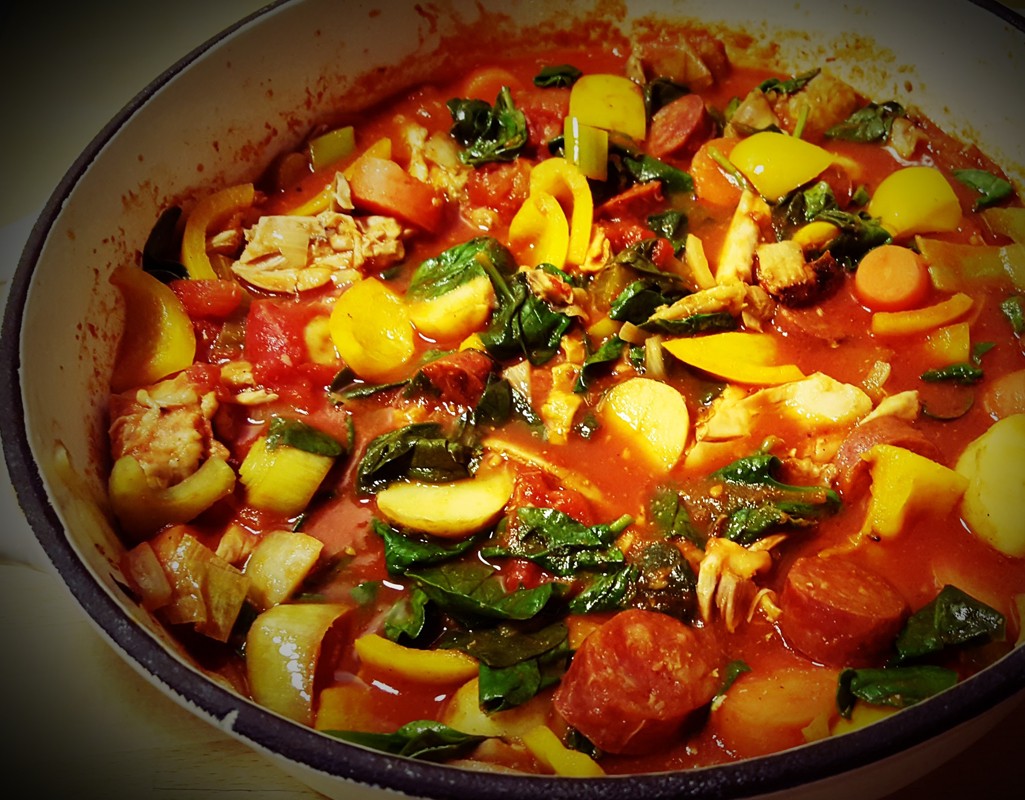 Leftover chicken and chorizo stew