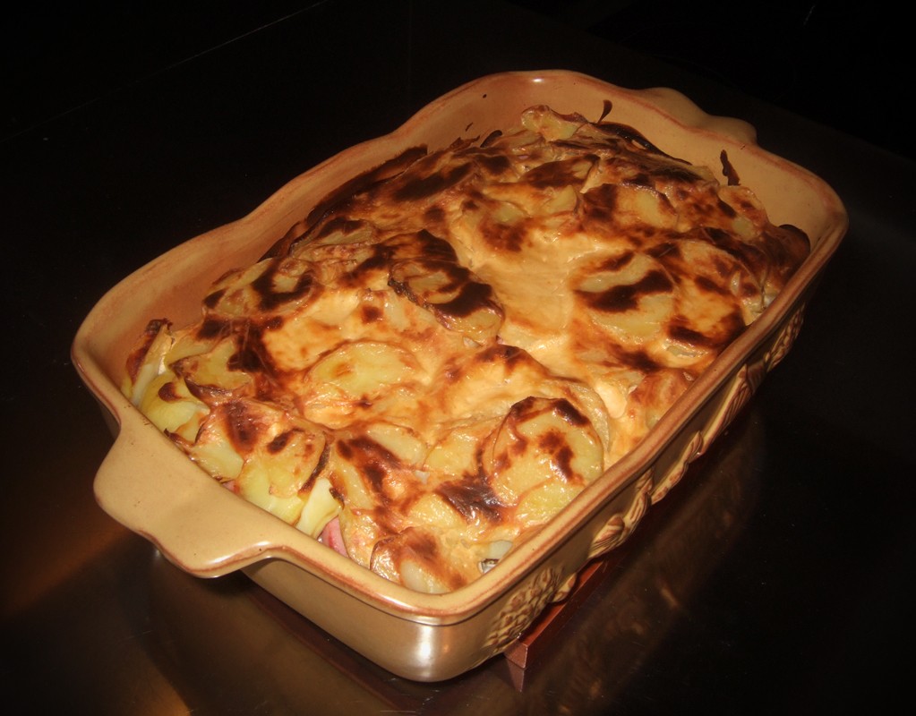 Hungarian potato & sausage gratin