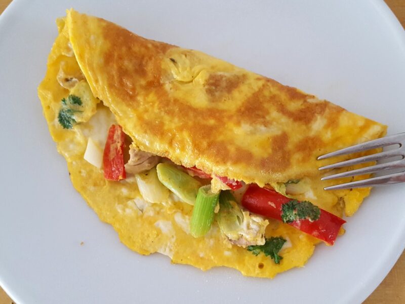 Chicken and spring onion omelette