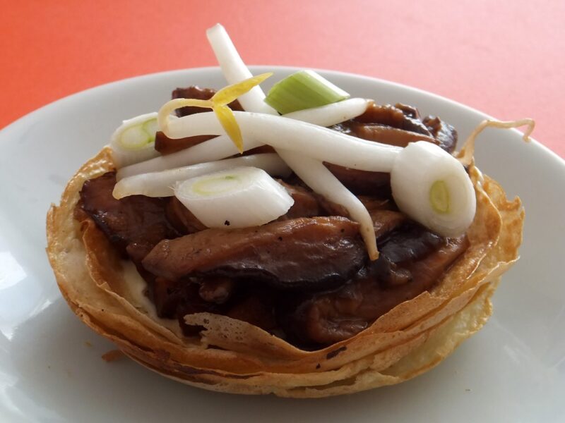 Egg nest with shiitake mushroom