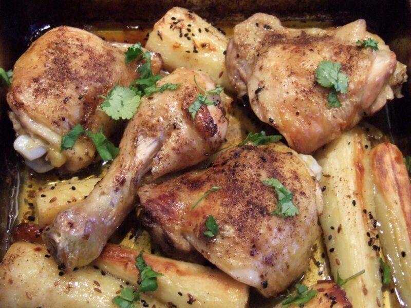 Masala chicken & parsnip bake