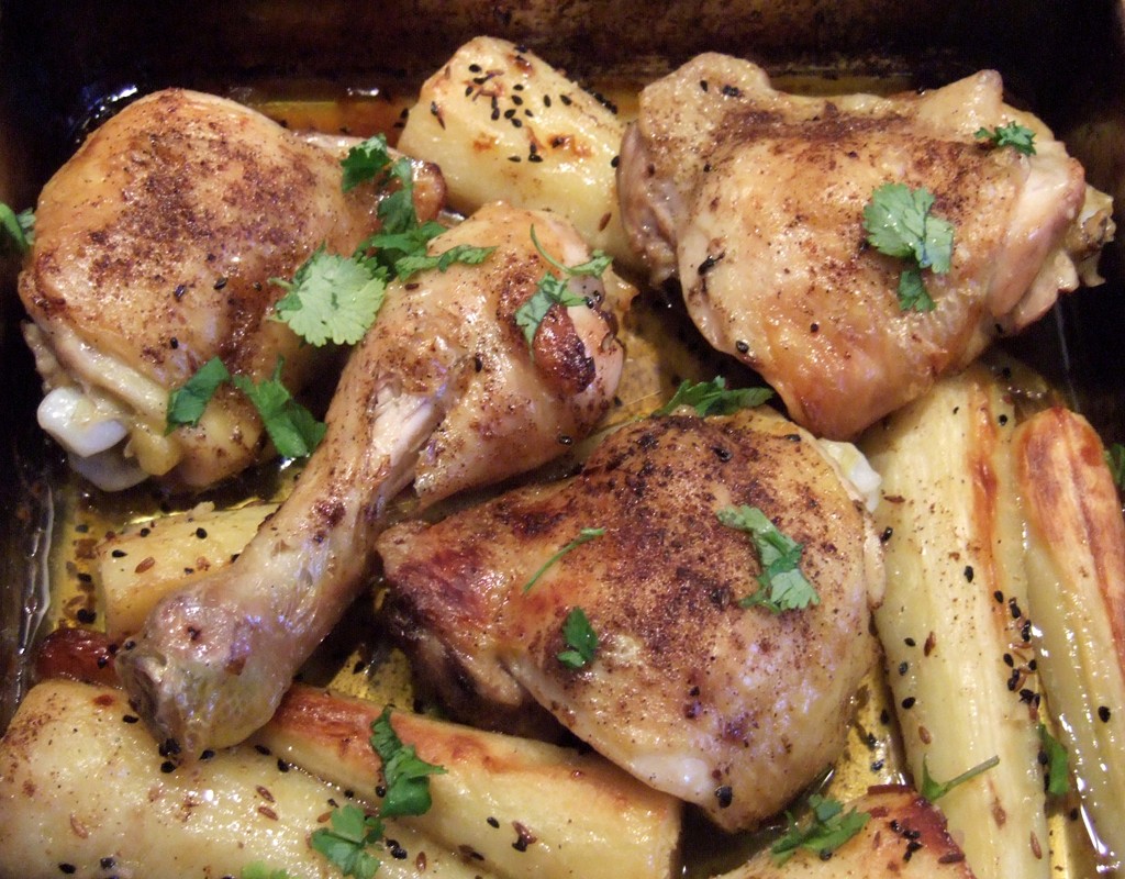 Masala chicken & parsnip bake