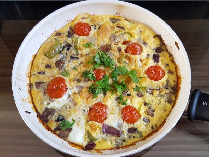 Mushroom and tomato frittata