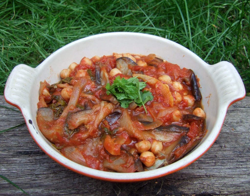 Spiced aubergine and chickpea stew