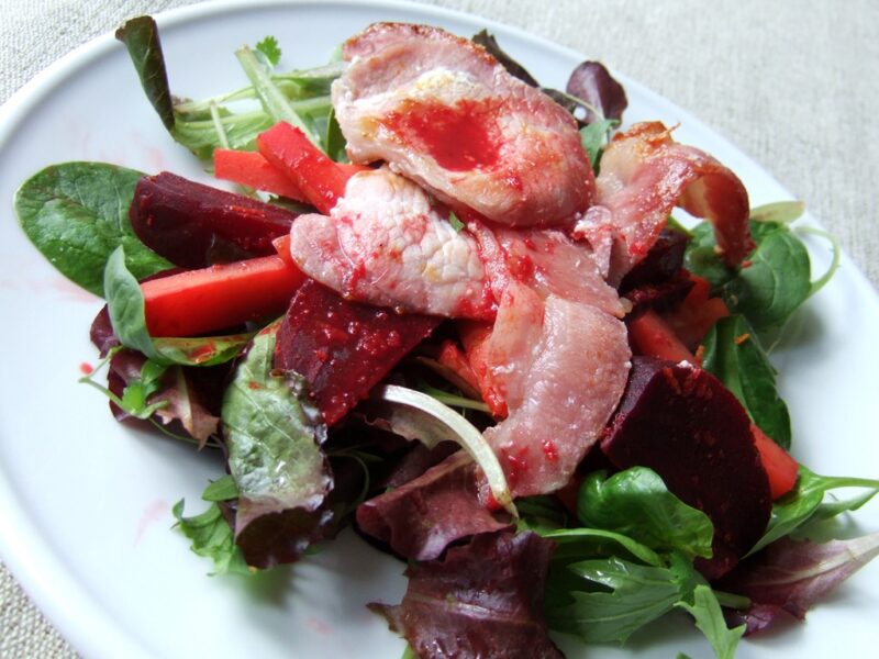 Spiced beetroot and bacon salad