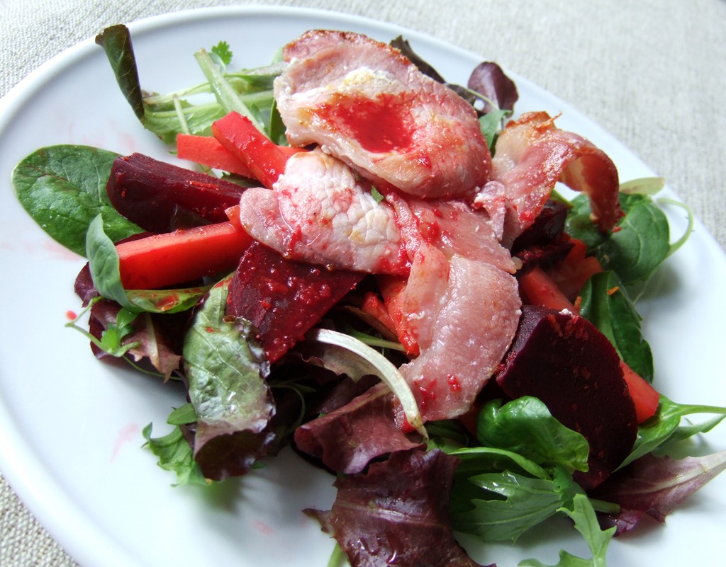 Spiced beetroot and bacon salad