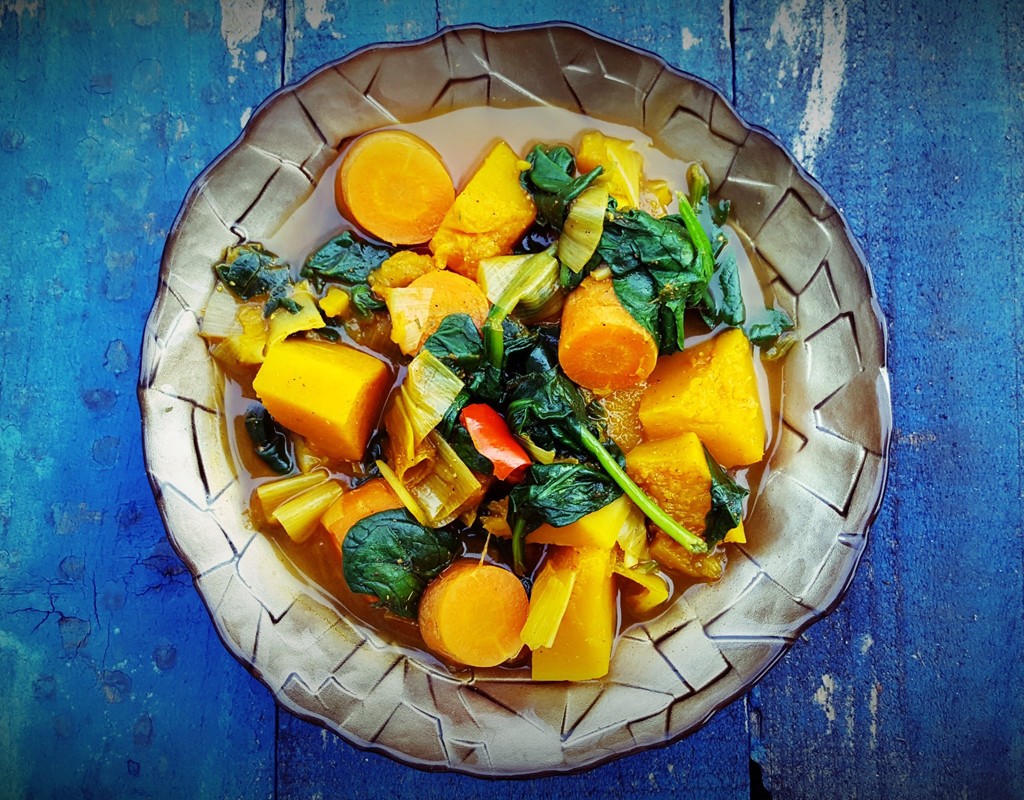 Butternut squash and spinach curry