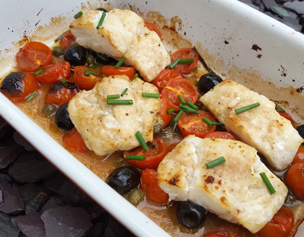 Mediterranean style baked cod