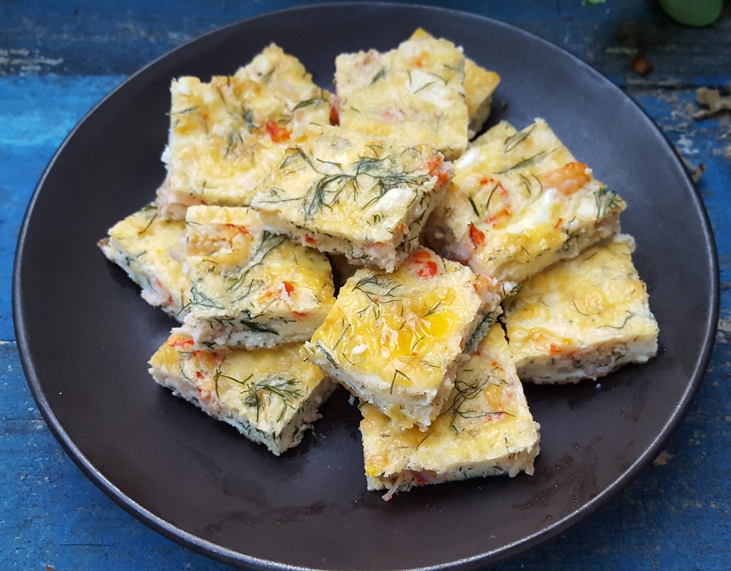 Crayfish and feta frittata