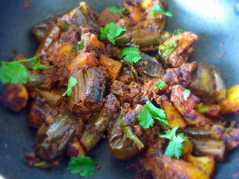 Stuffed brinjal and potato